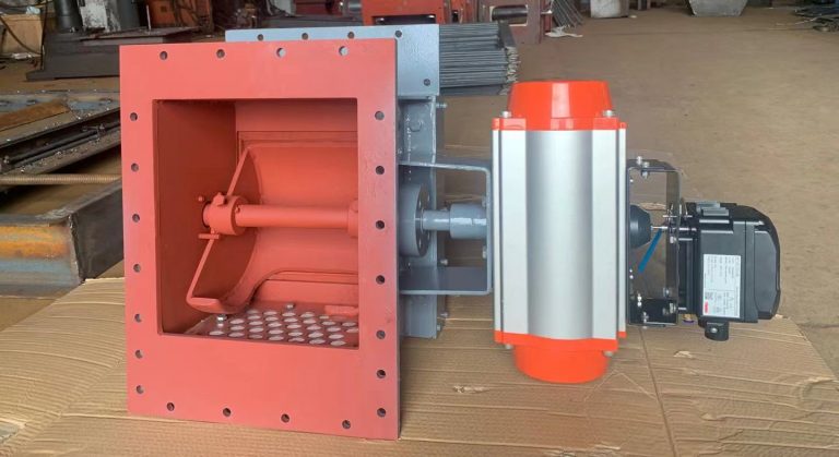 Industrial flow control gate valve with pneumatic actuator for cement silo and powder handling systems